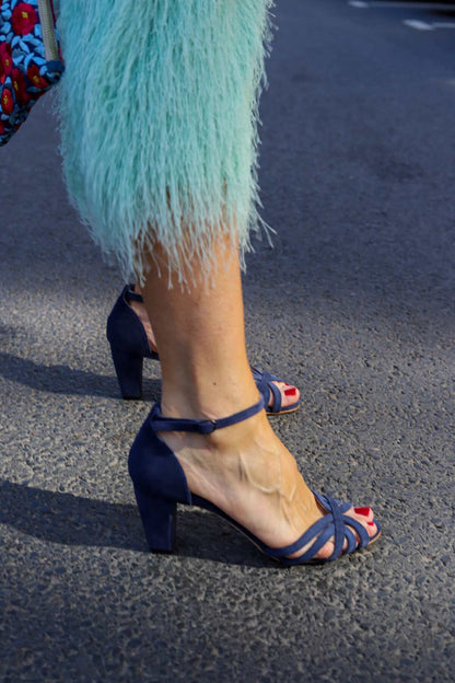 Red Suede Criss Cross Open Toe Slide Sandals [Pre Order]