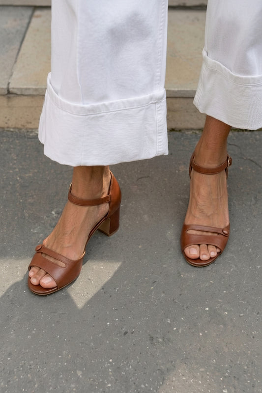 Retro Cutout Open Toe Ankle Strap Chunky Heel Sandals [Pre Order]
