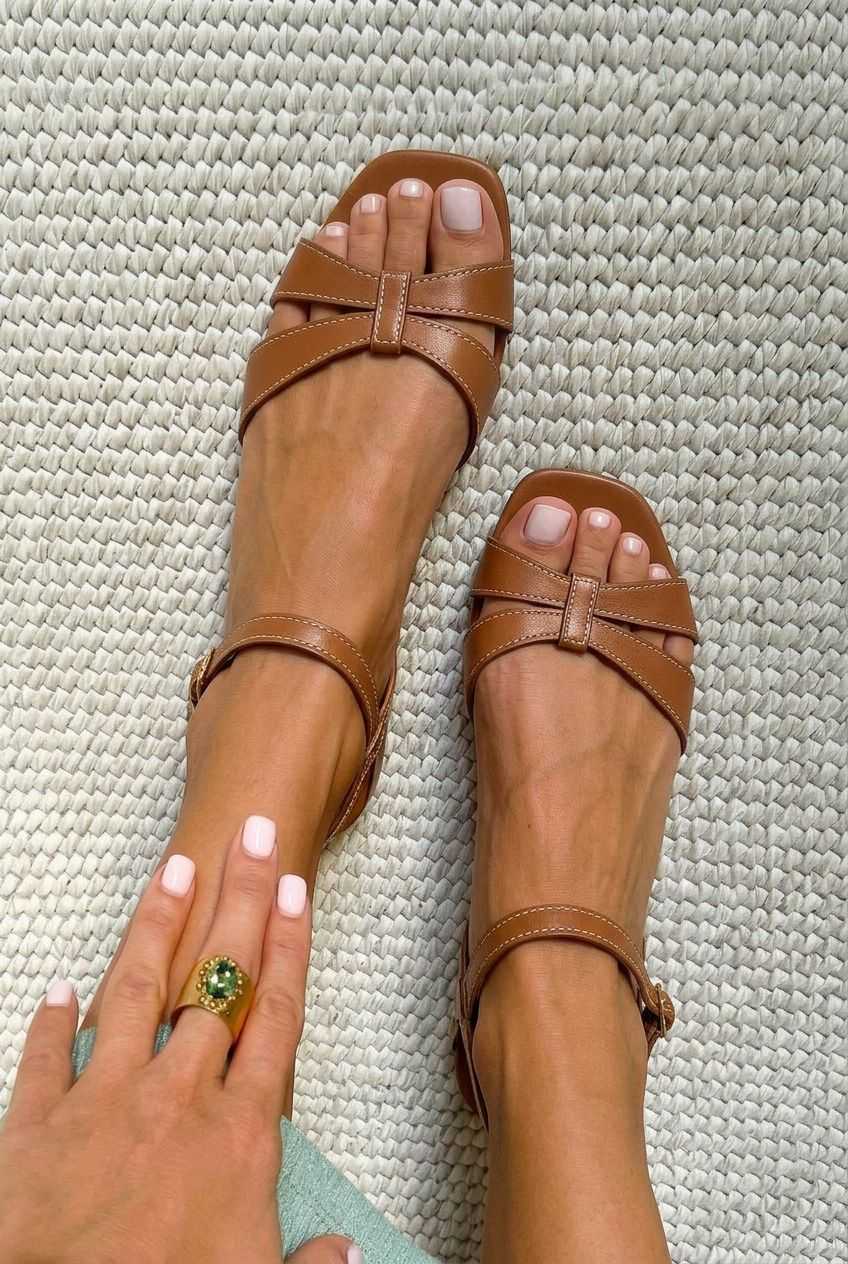 Knotted Strappy Square Toe Flat Casual Sandals [Pre Order]